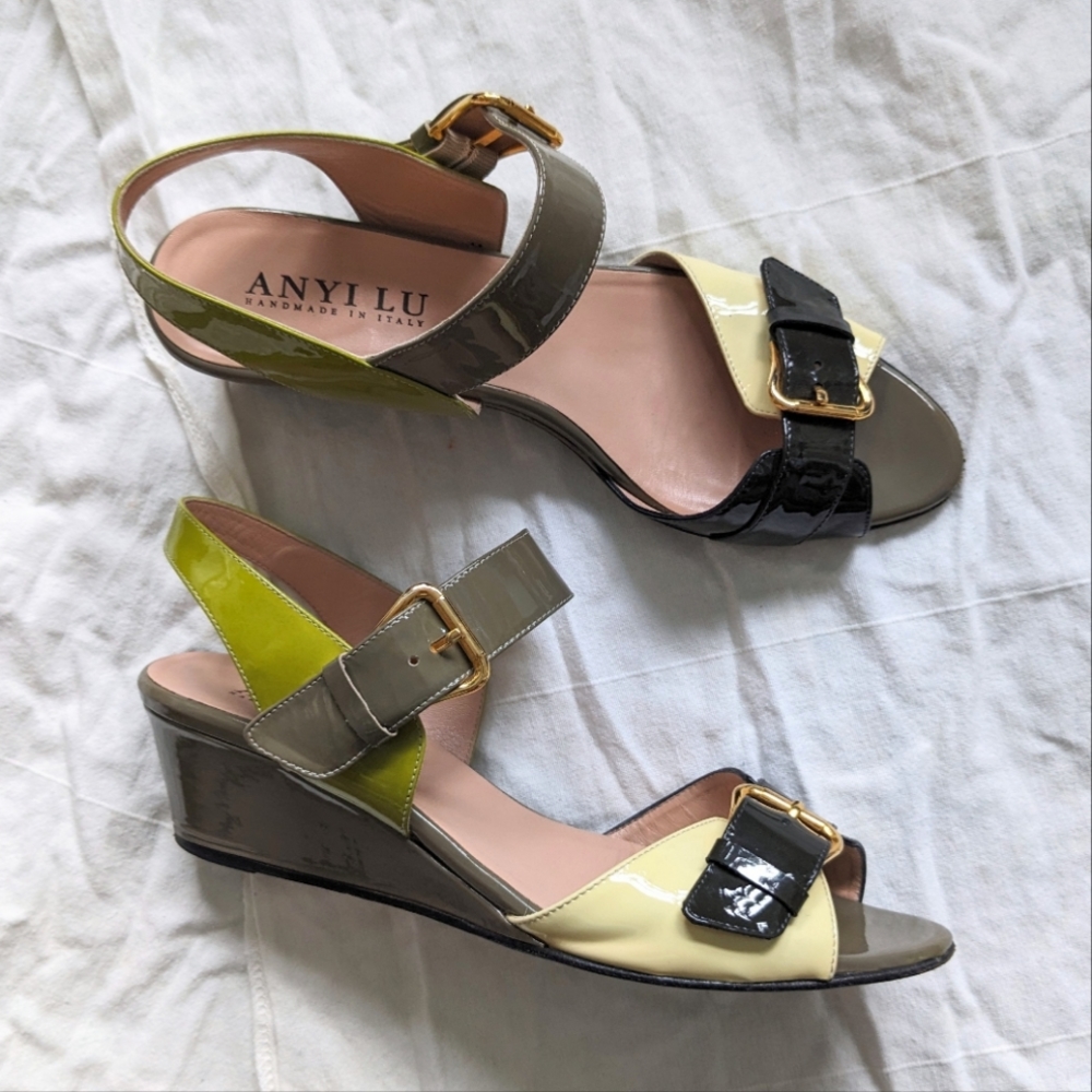 Anyi Lu 'Daisy' Slingback Colorblock Wedges